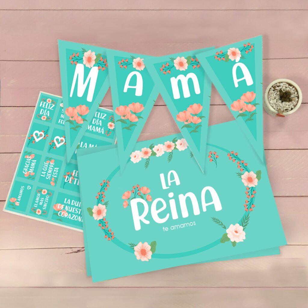 Combo 3 Mamá: Banderines/ Set Stickers Rectos - Copipunto Shop Regalos