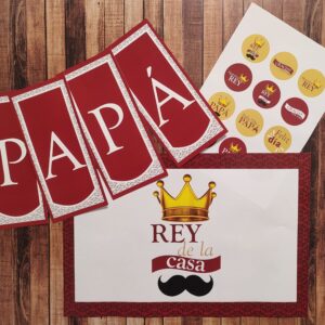 Combo 3 Papá: Banderines/ Set stickers circulares